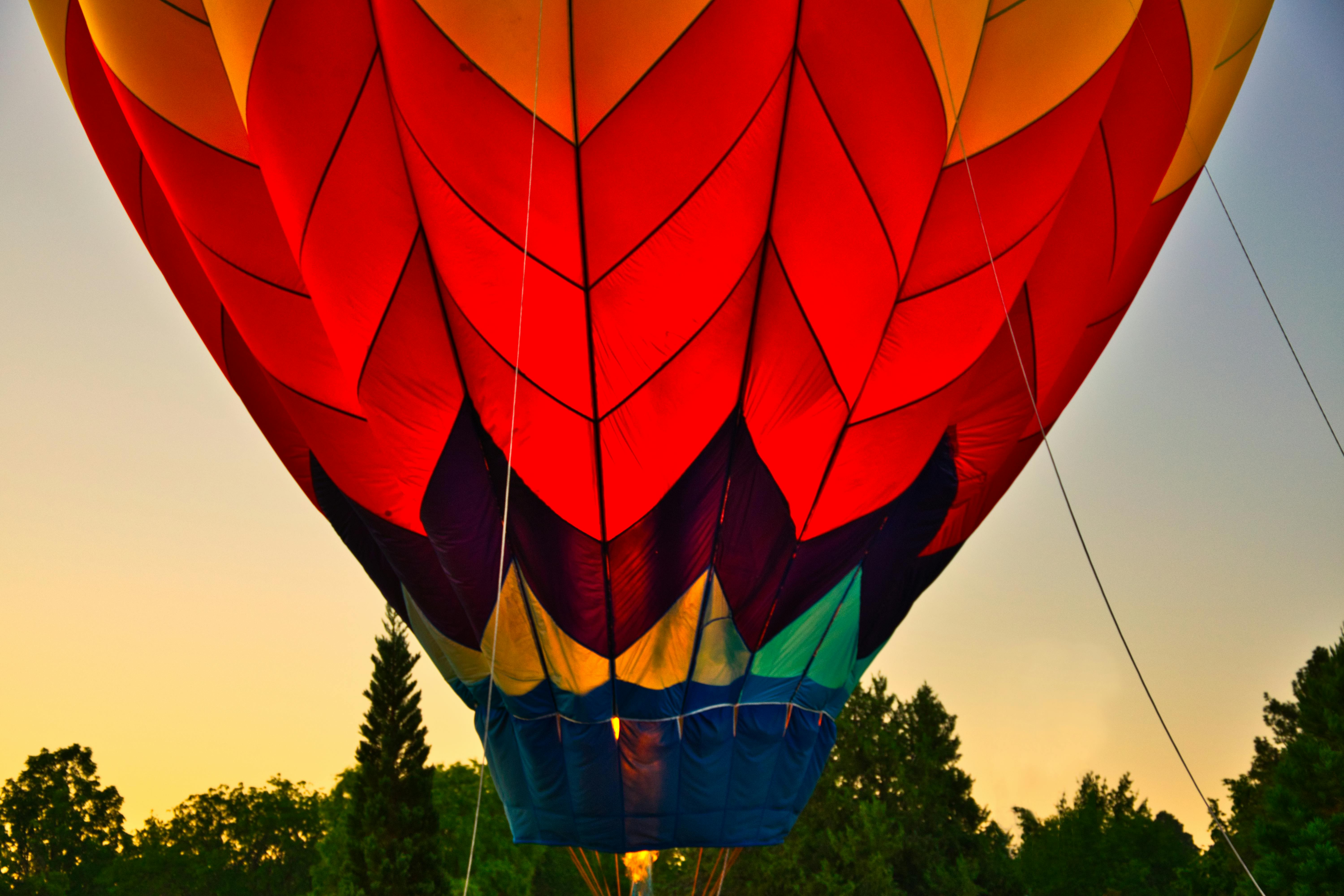 Hot air balloon rising in the sky